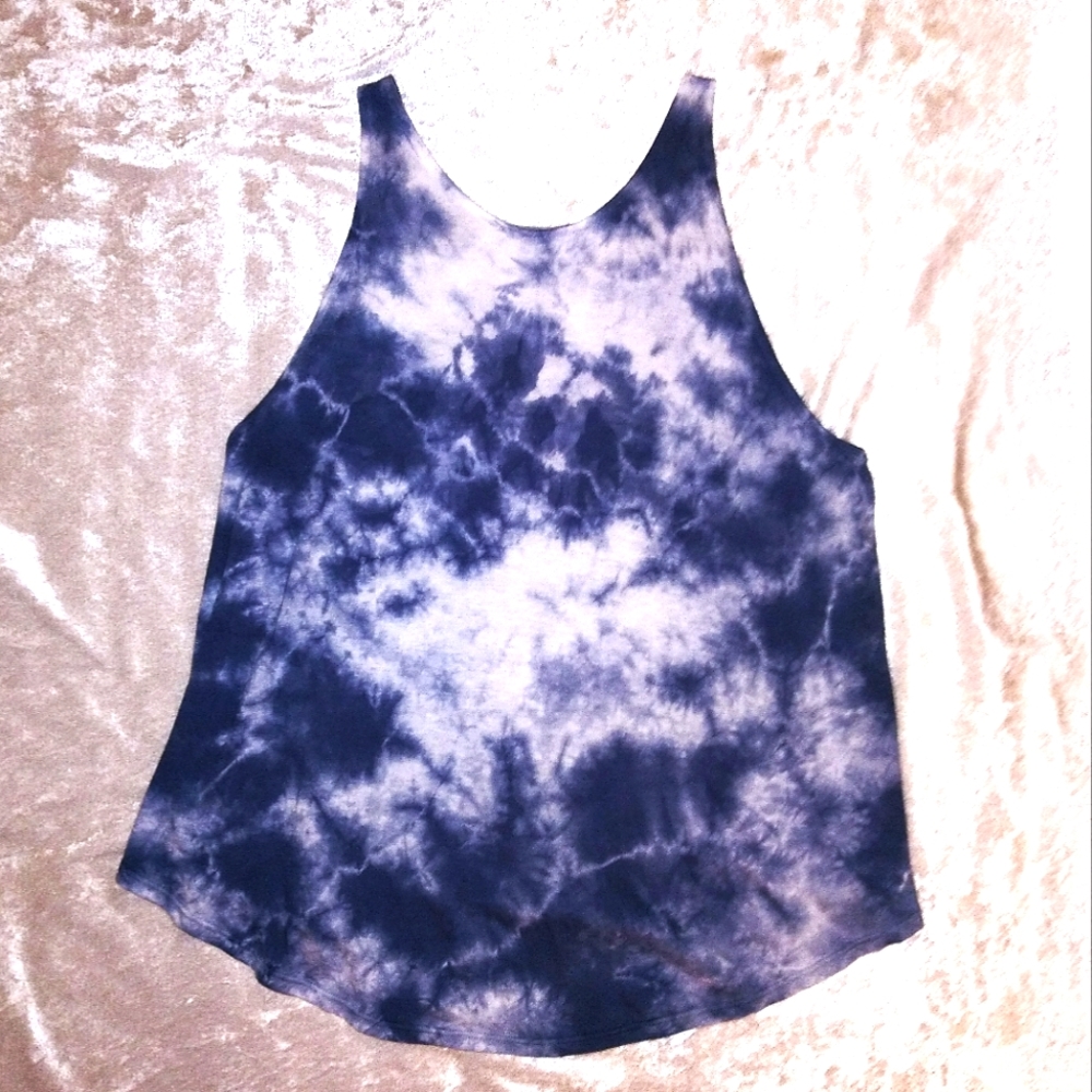 Moco Los Angeles Eco Hybrid USA Navy & White Tie Dyed Tank Medium